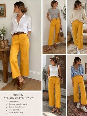 Boden Golden Yellow Cotton Coastal Artist Trousers US 6